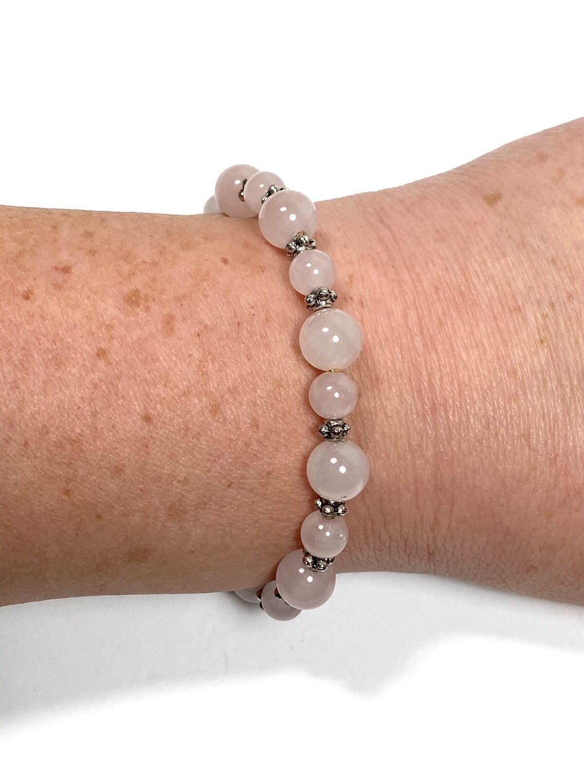 Rose Quartz Bracelet Beaded Memory Wire