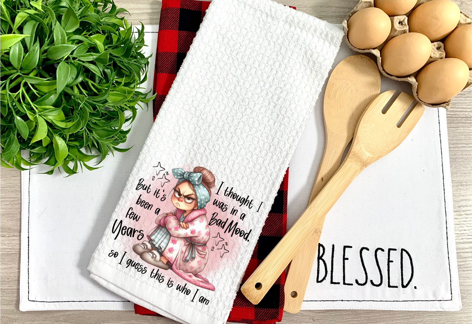 I Thought I Was, Waffle Weave Dish/Tea Towel, Micro Fiber, 16x24" (T307)