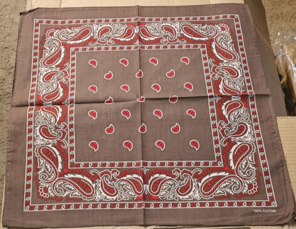 BROWN RED COLOR PAISLEY COLORFUL HANDKERCHIEF BANDANA ( SET OF 3 BANDANNA )