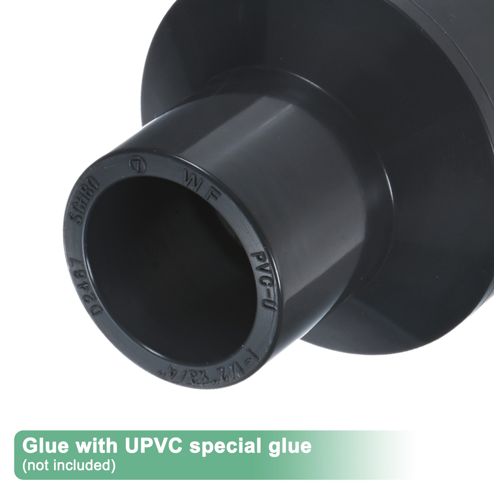 1-Pack UPVC Reducer Pipe Fitting, 1-1/2"*3/4" Reducing Coupling Connector, Grey