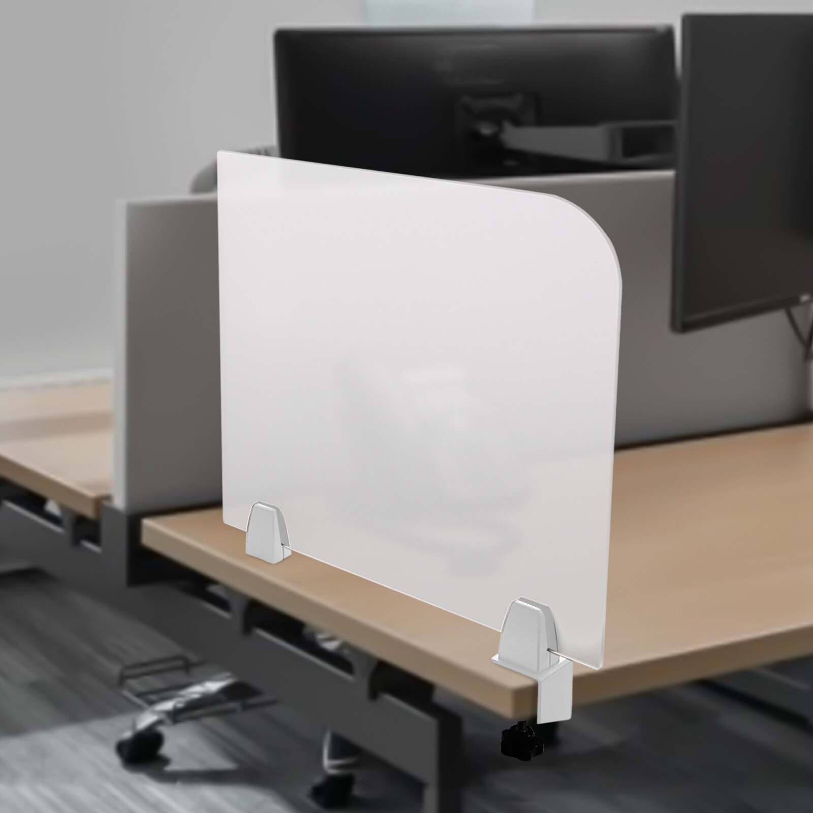 Rectangle Clamp-on Office Partition, Indoor Desk Divider, Desktop Privacy Panel