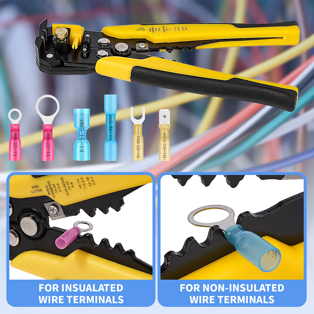 AWG 22-10 Automatic Stripper Tool and Ratchet Wire Crimper Stripper Crimp Set