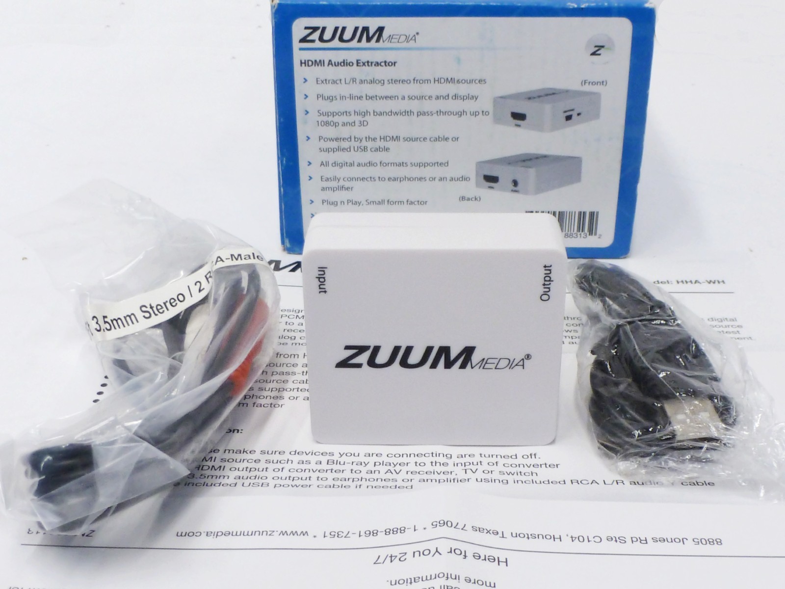ZUUM Media Digital HDMI to Analog Audio Extractor (HHA-WH)