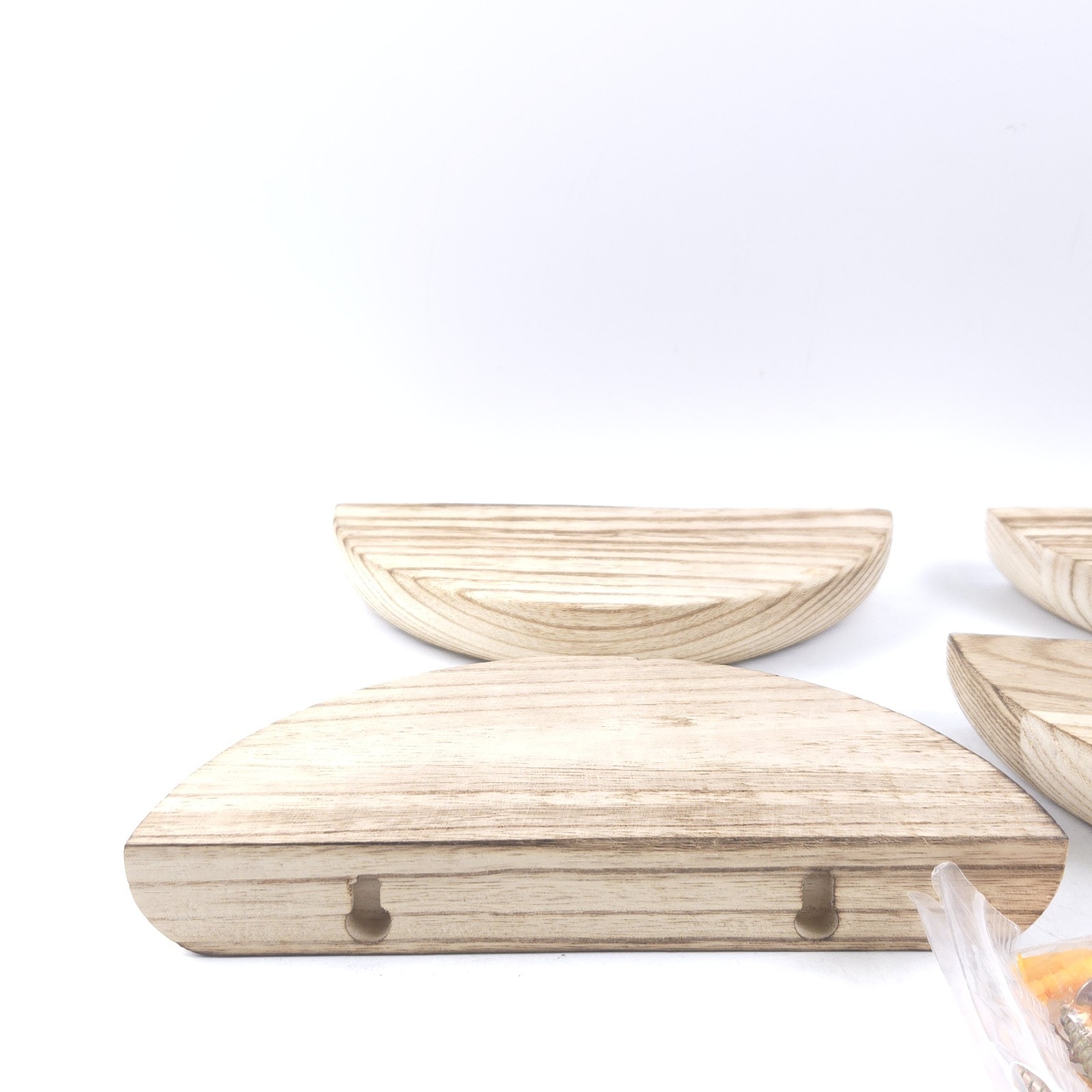 4 PACK Solid Wood Half Round Floating Wall Shelves | Elegant Floating