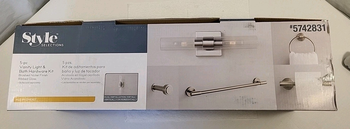 STYLE SELECTIONS 5 pc vanity light/bath hardware kit-brushed nickel 5742831