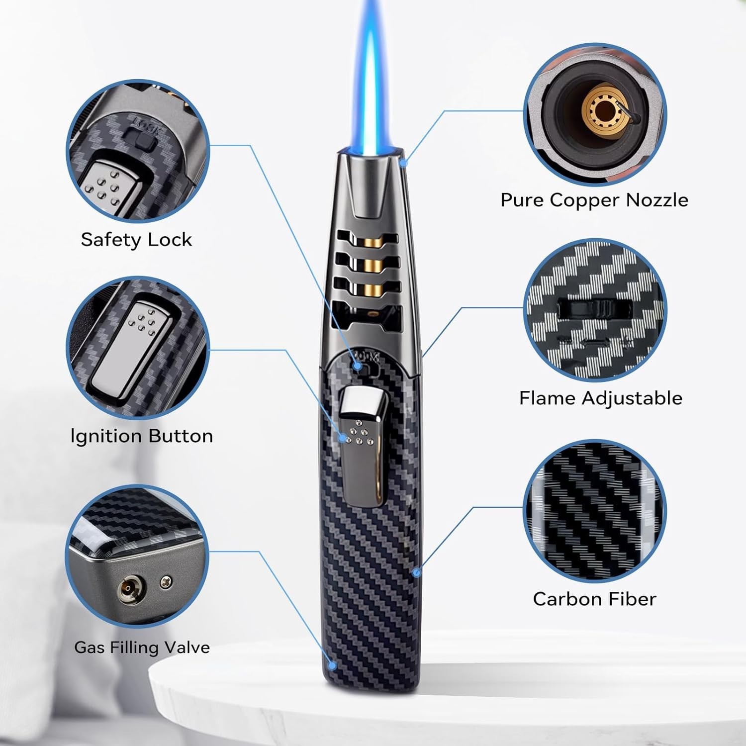 Torch Lighter, Butane Lighter, Windproof Adjustable Big Jet Flame Butane Torch
