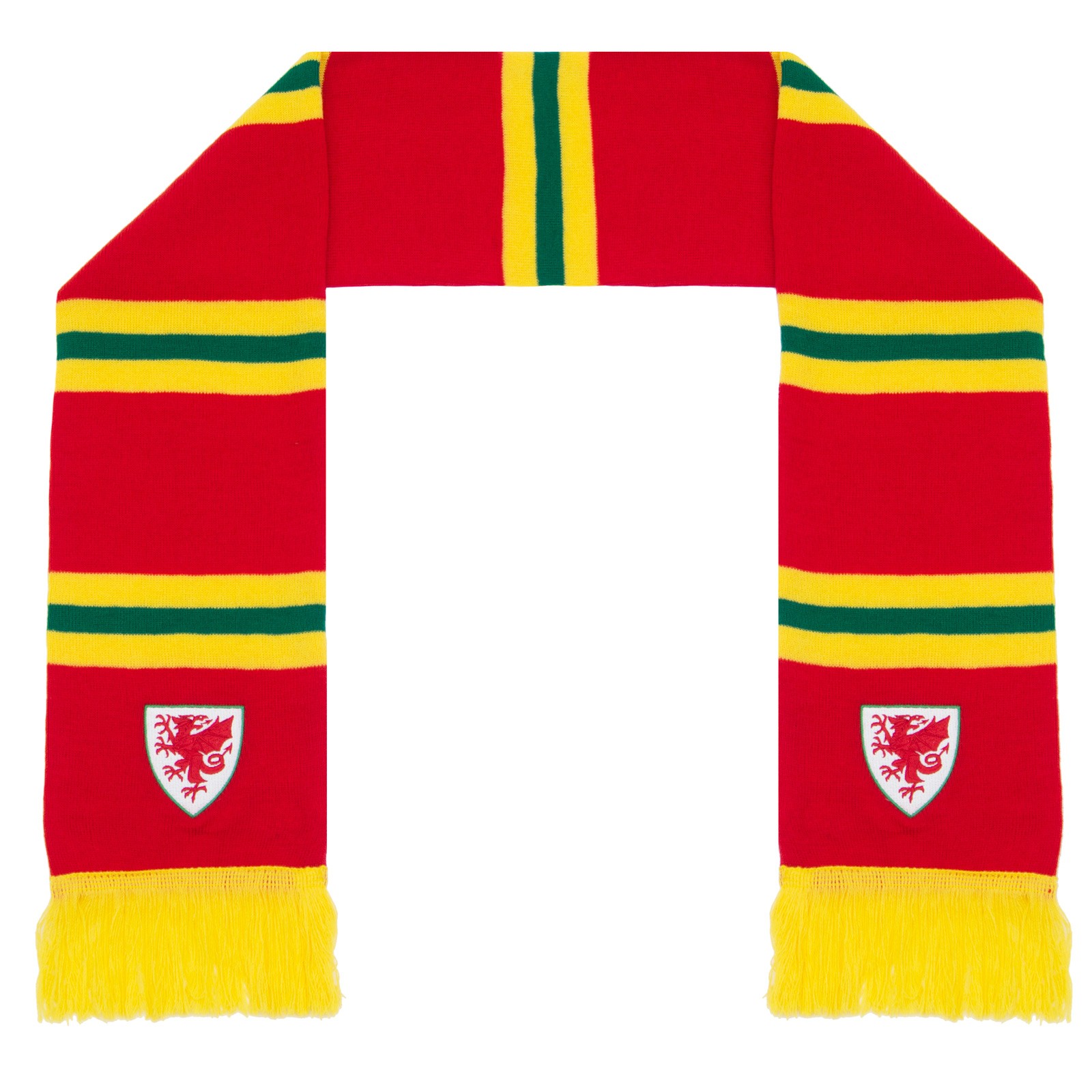 FA Wales Scarf Retro Bar Official FAW Soccer Gift Red Yellow Green