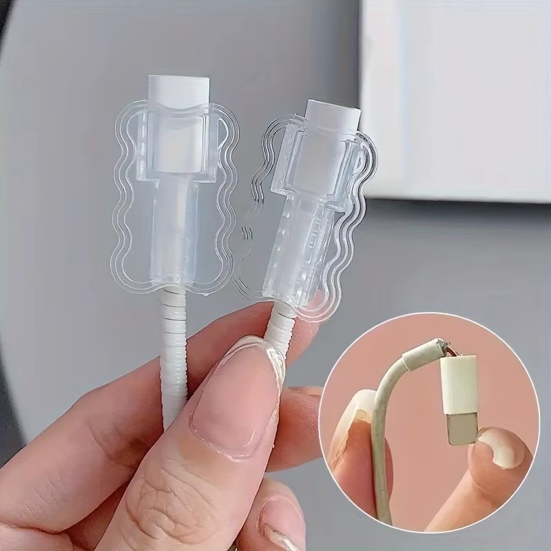 10x Transparent Data Cable Protector Cable Winder Anti-Breakage Cord Saver Wire