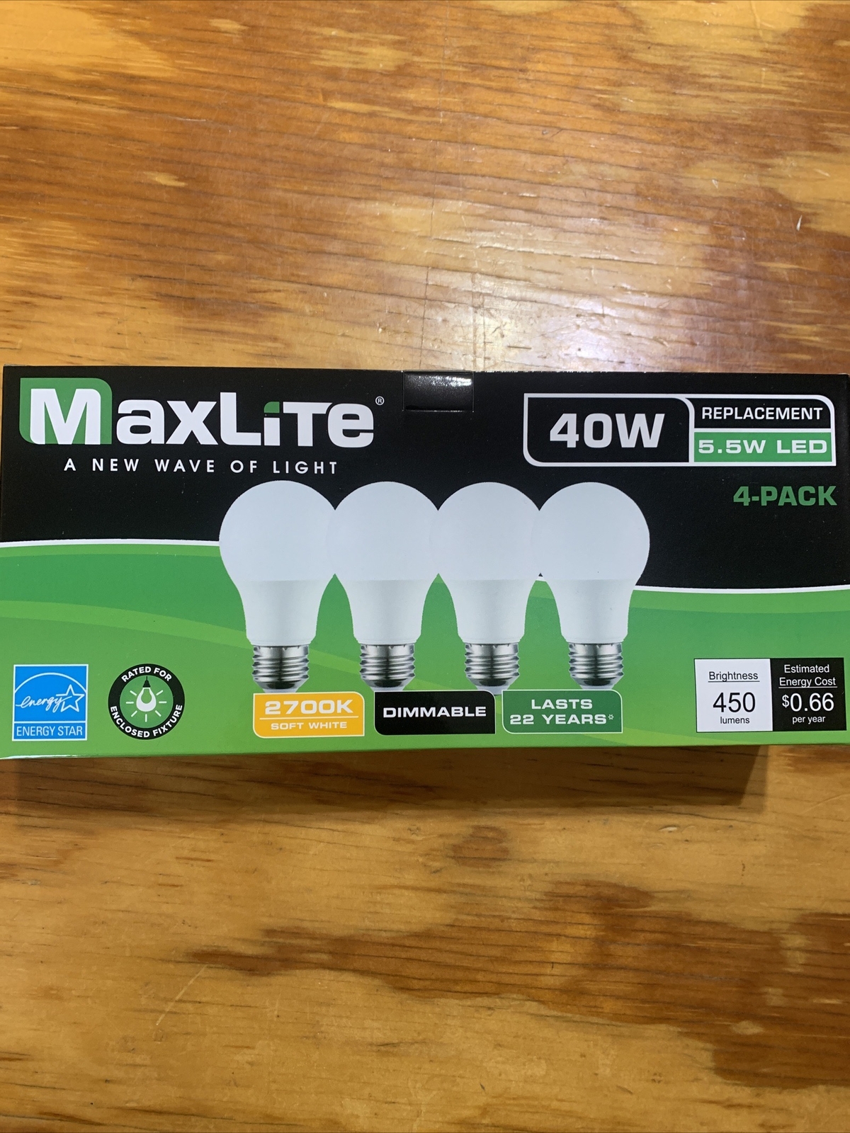 Light Bulb 4Pack 40 Watt Equivalent 5.5 Watt LED Hours Dimmable Soft