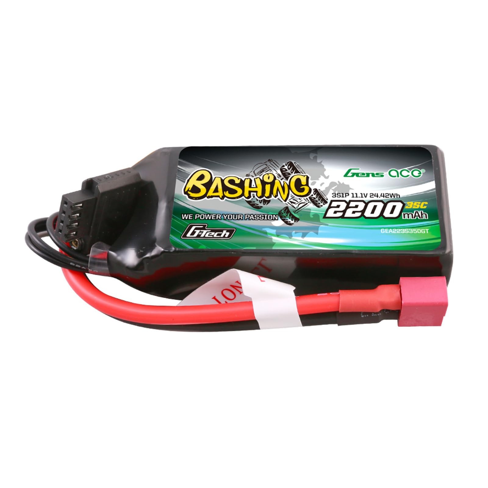 Gens ace G-Tech Bashing 2200mAh 11.1V 35C 3S Lipo Battery with T Plug