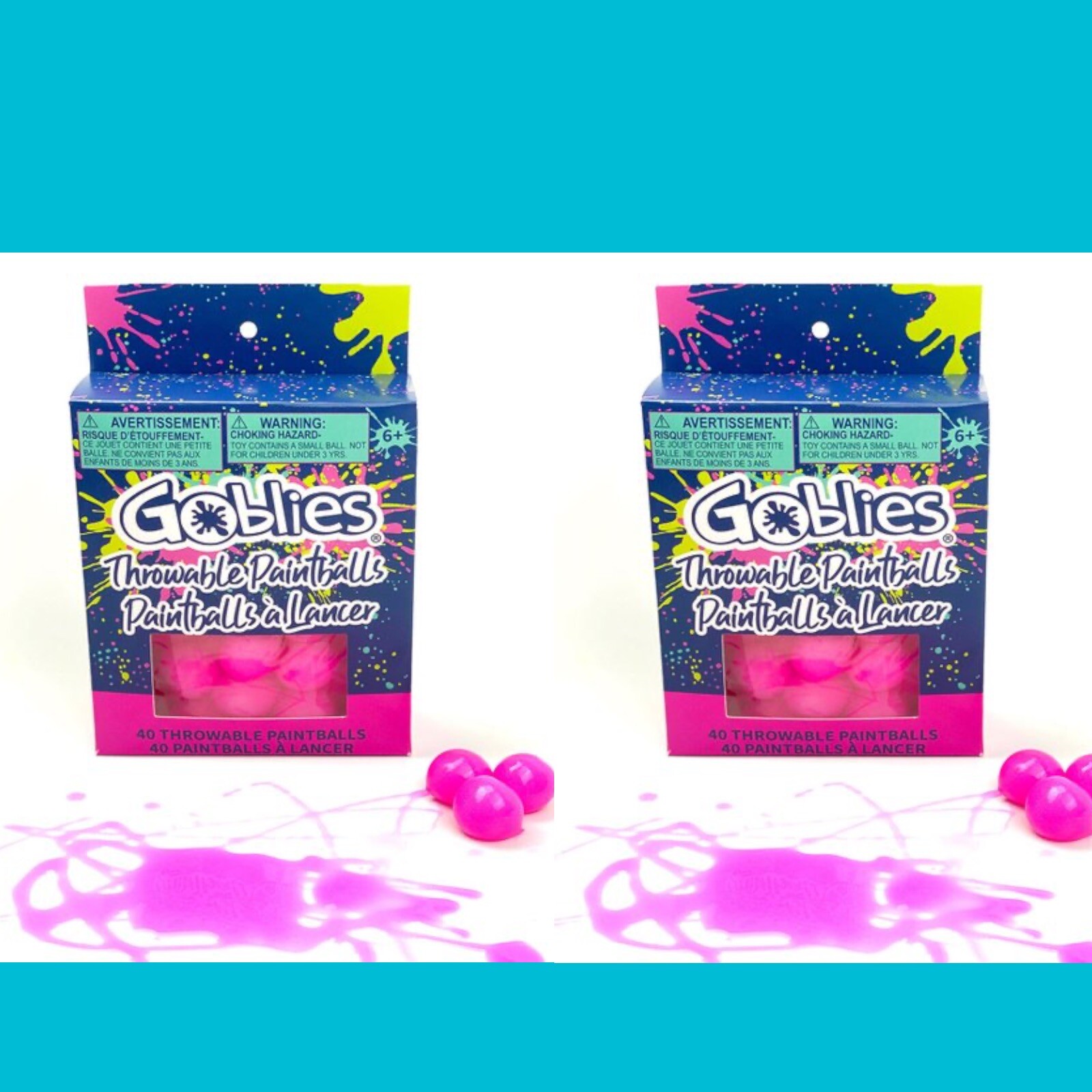 LOT OF 2 BOXES OF 40 GOBLIES THROWABLE PAINTBALLS: PINK NEW IN BOXES Summer Fun