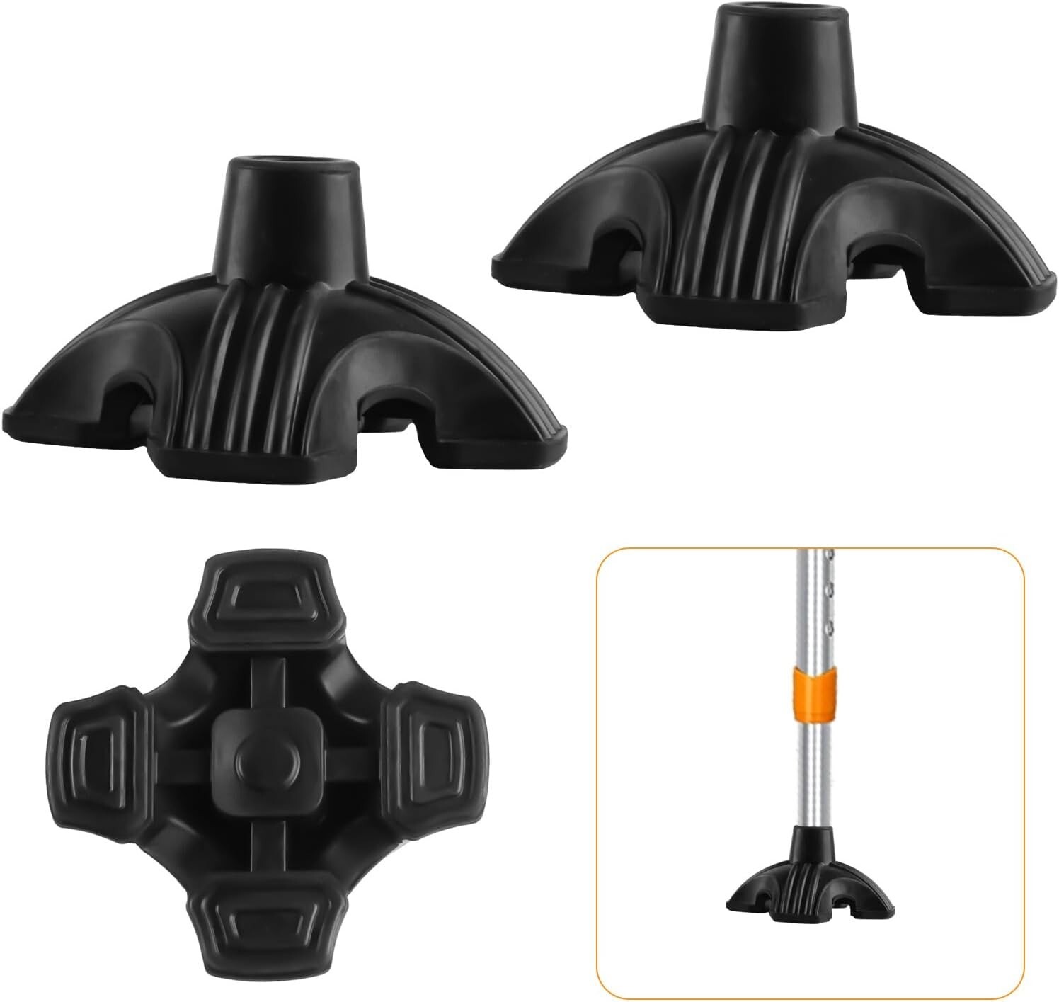 1 or 2 Walking Cane Tips 3/4 Inch Quad Cane Tips Stability 4 Prong Self Stand