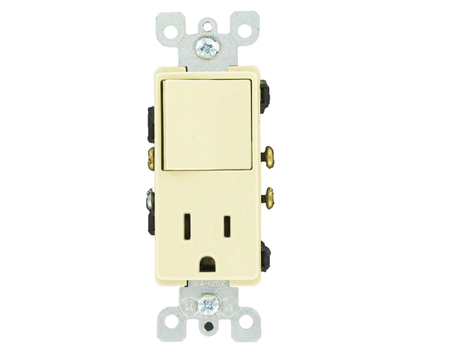 Lot of 2 Leviton #5625-ISP  Decora Ivory Combo Switch Outlet 15A 120V New