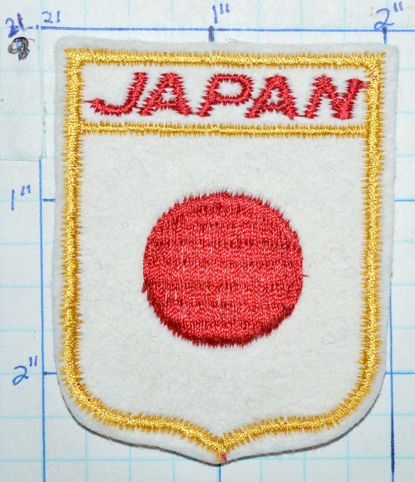 JAPAN RED CIRCLE SUN FLAG VINTAGE FELT PATCH