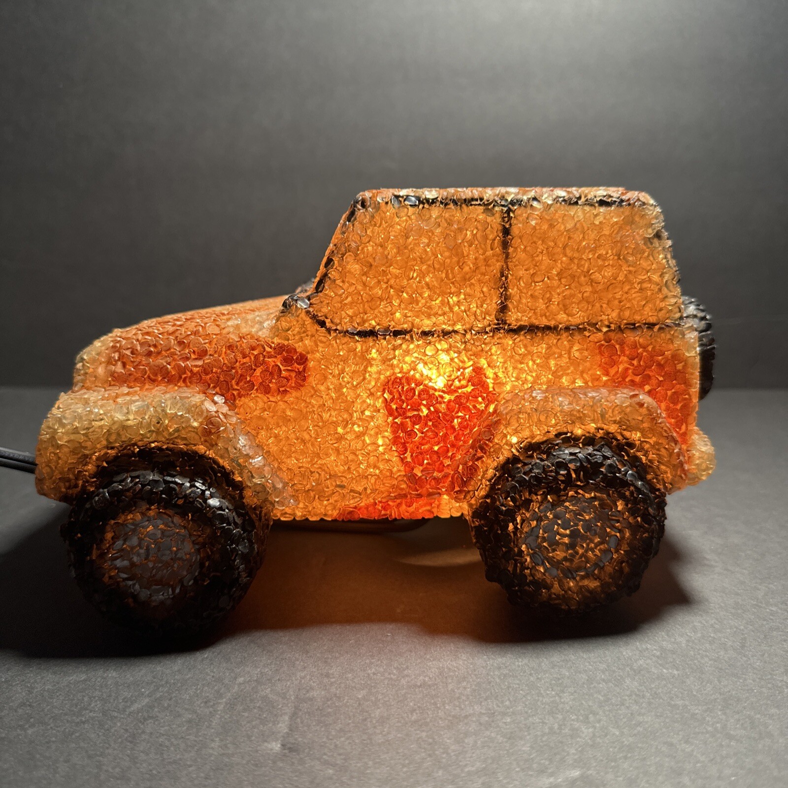Melted Popcorn Plastic Jeep Night Light Desk Lamp EUC Off Roading Fourwheeling