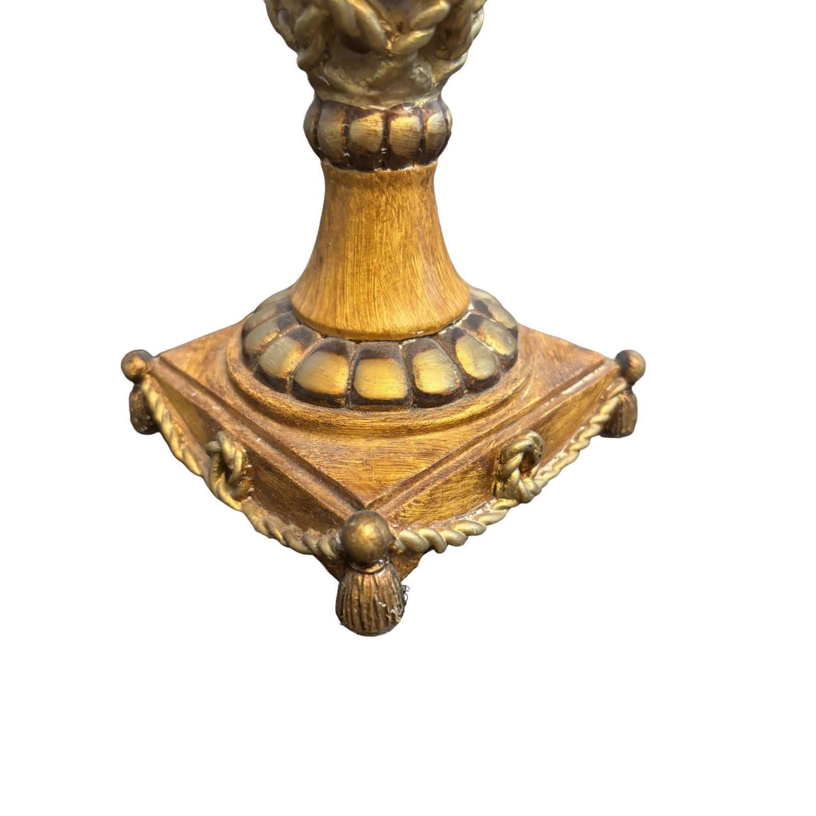 Elegant Tropical Motif Faux Rope & Bamboo Pillar Candle holders w/ Red Pillar Ca