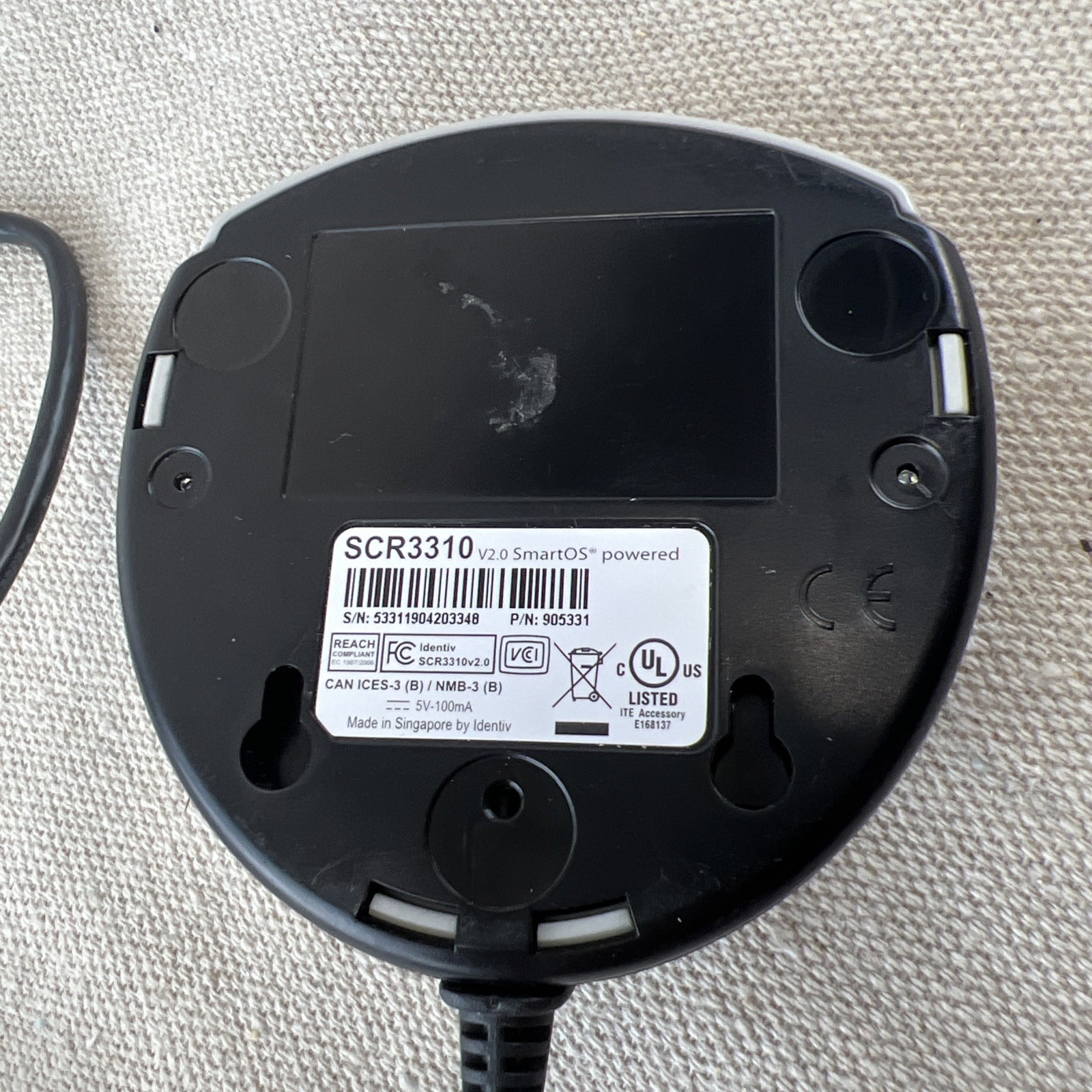 Identiv SCR3310 V2 USB Smart Card Reader for Computer SmartOS - Black/Gray