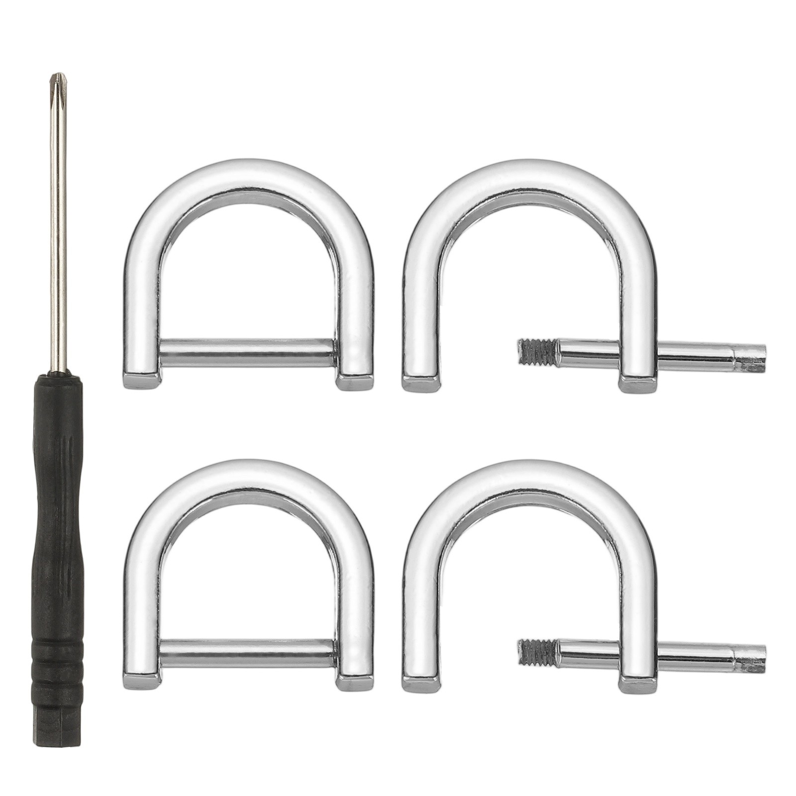 5/8 Inch D-Rings Screw in Shackle, 4 Pcs Horseshoe U Shape D Rings, Silver