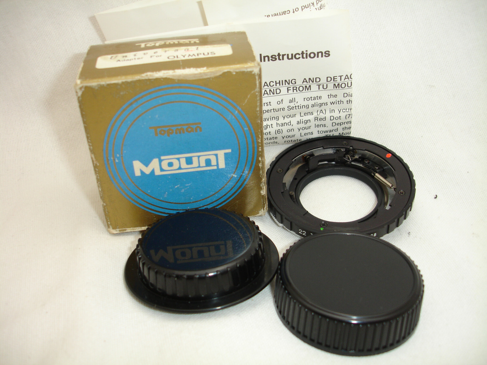 TOPMAN Lens mount adapter for OLYMPUS OM mount camera , with caps, box, manual