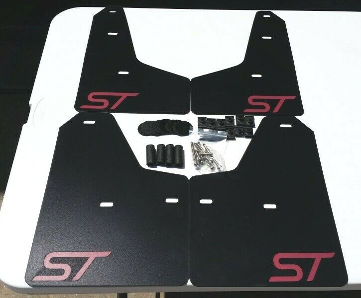 [SR] 11-18 Ford FOCUS ST SE S Mud Guard Flaps Set BLACK w/ Logo & Hardware NEW
