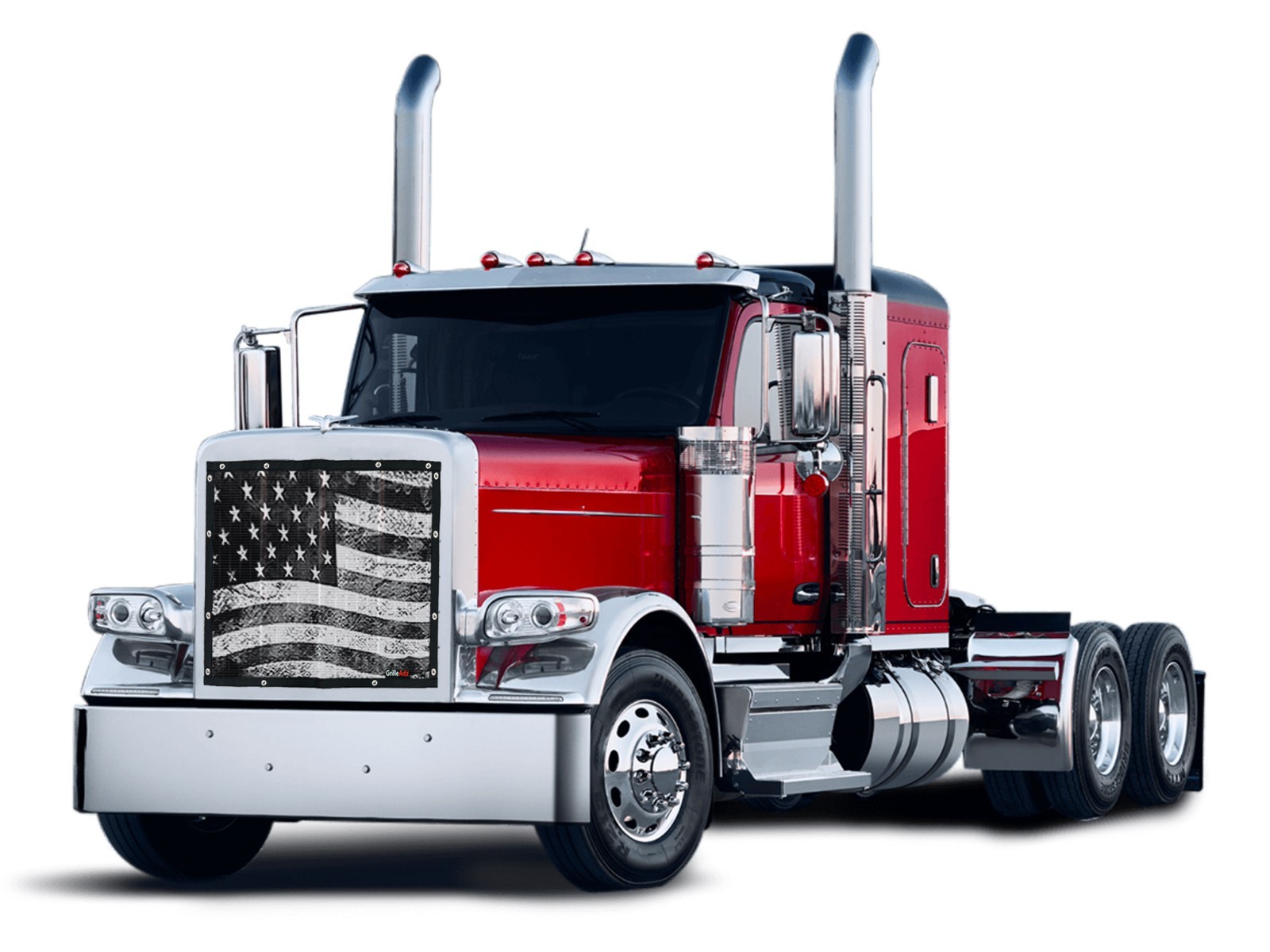 Premium GrilleAdz USA Tactical Old Glory Flag Bugscreen for Peterbilt 589