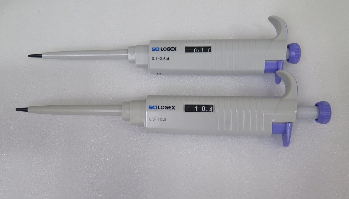 R200191 (2) SCILOGEX Single Channel Pipette 0.1-2.5ÂµL, 0.5-10ÂµL