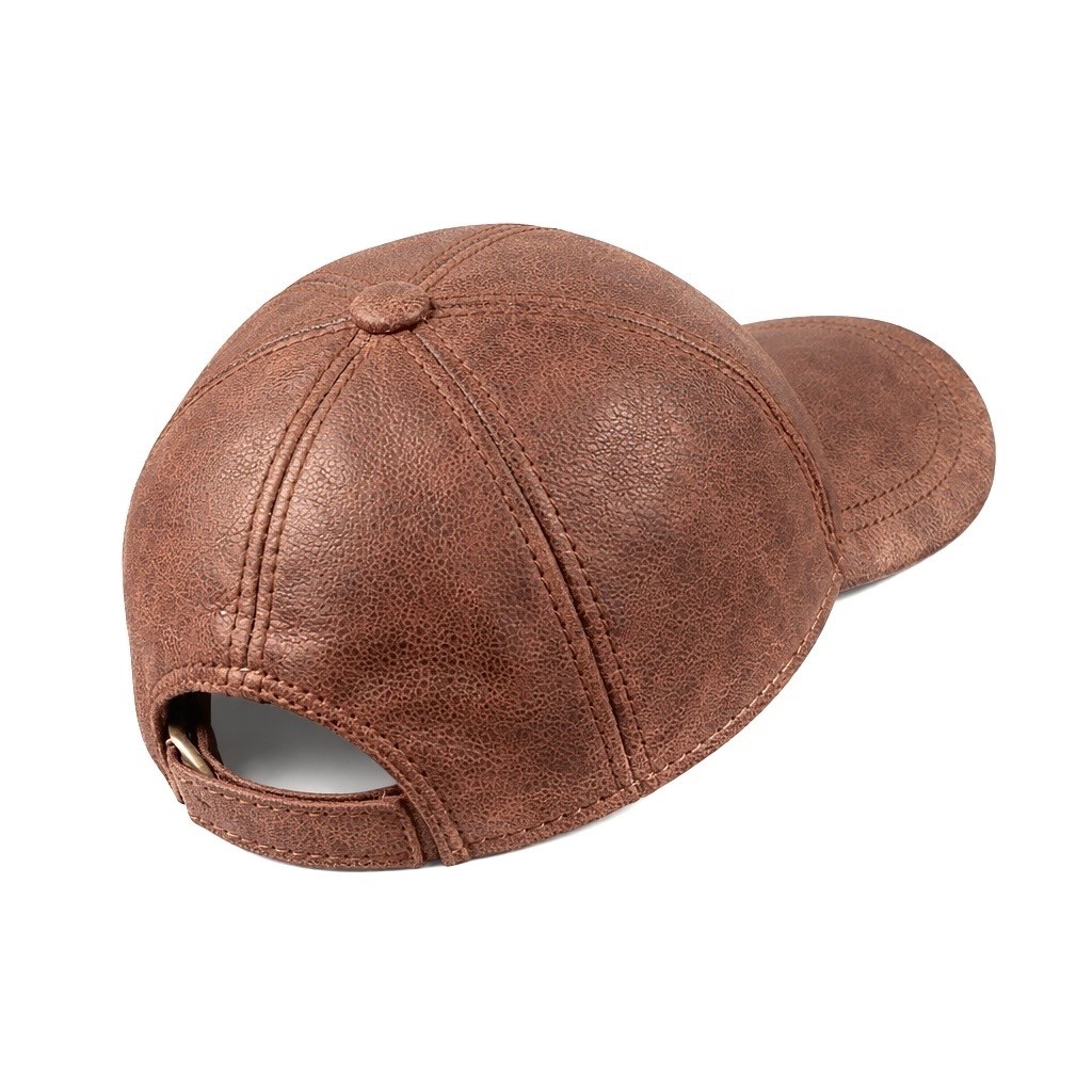 Vintage Leather Baseball Cap Hat – 100% Genuine Sheepskin Leather Hat