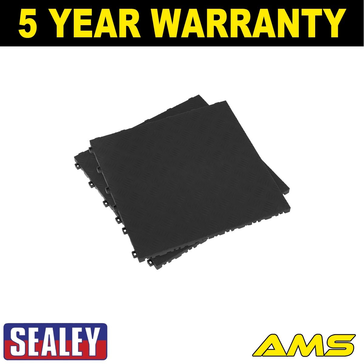 Sealey Polypropylene Floor Tile 400 x 400mm Black Treadplate Pack of 9 FT3B