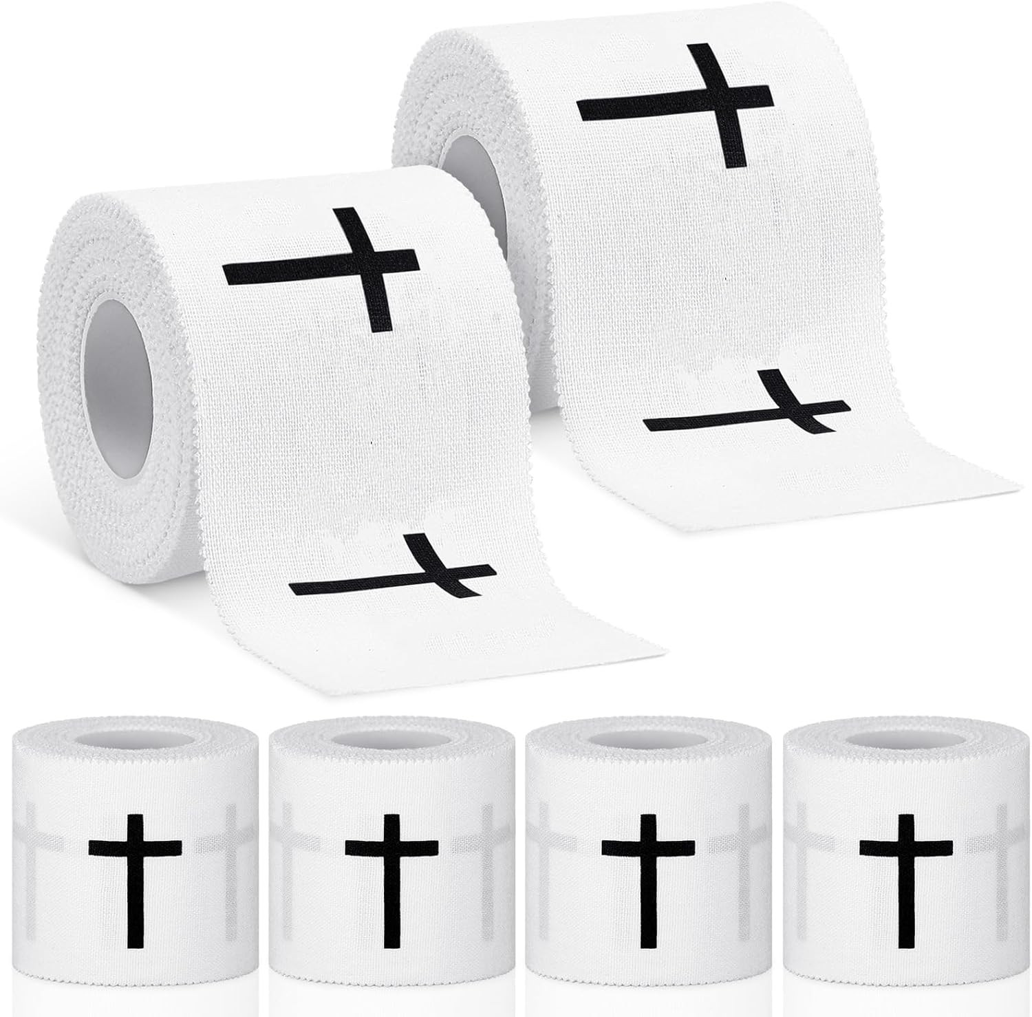4-Pack Christian Athletic Tape 2in x 23ft, Cross Wrist Wraps for Football Soccer