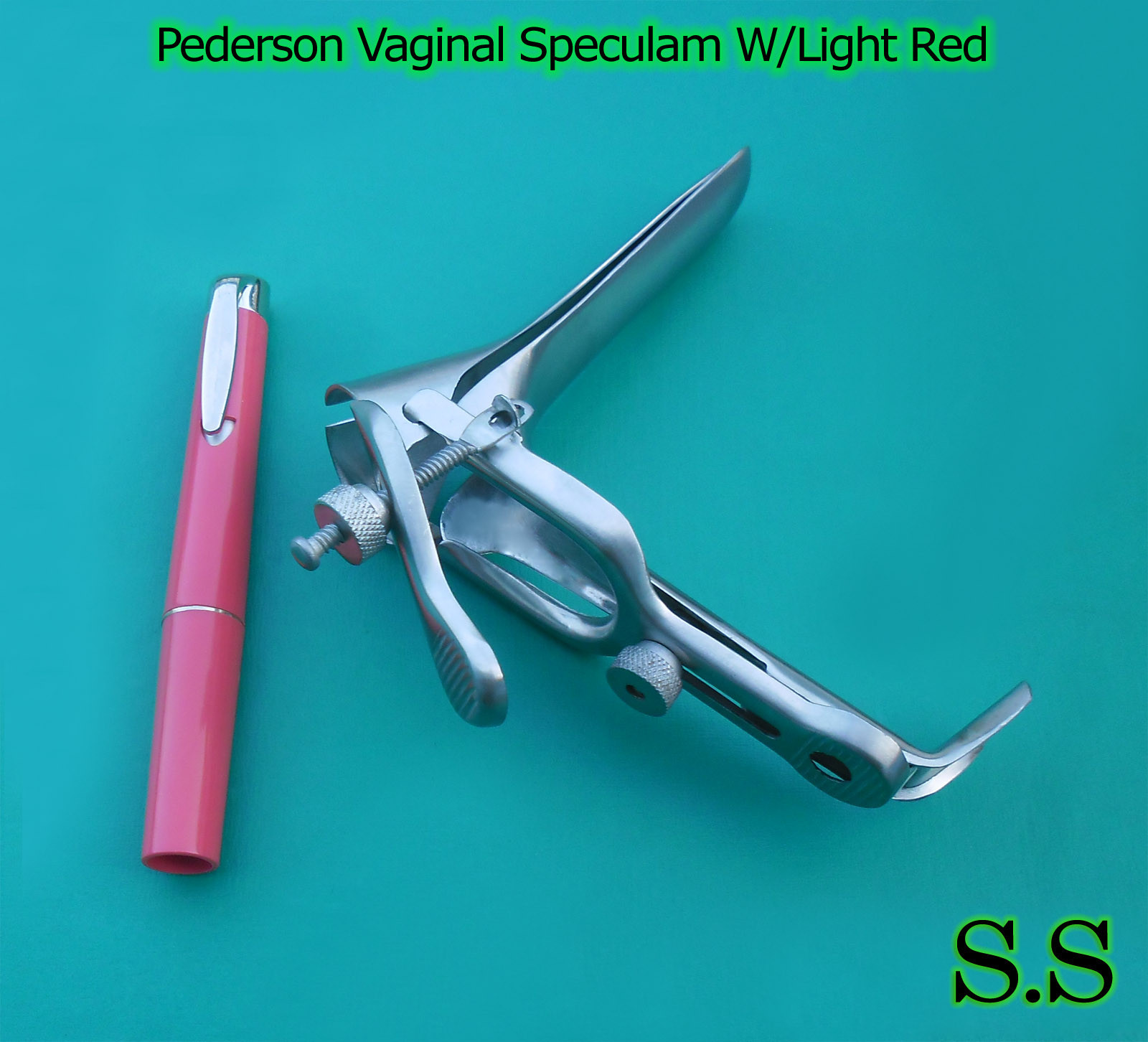 Pederson Vaginal Speculum Medium w/Light Red Ob/Gyneclogy Instruments