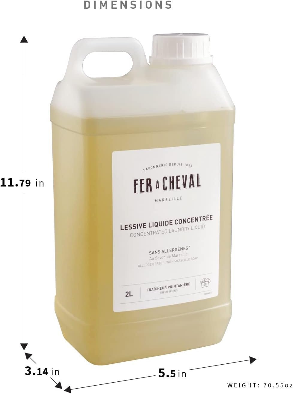 Fer à Cheval Concentrated Laundry Liquid, Allergen Free with Marseille Soap...