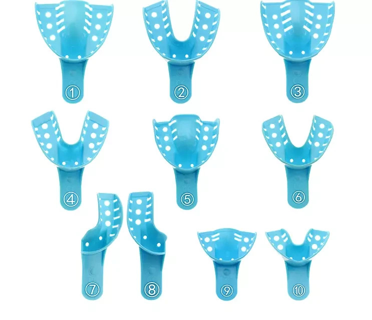 10 Pc/Set Dental Disposable Plastic Impression Trays Blue Plastic Denture