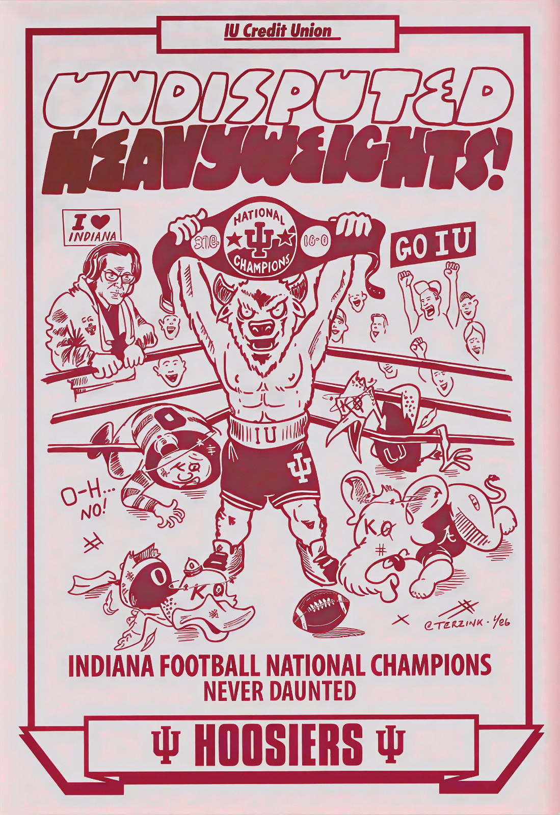 Indiana Hoosiers Heavy Weights Spirit Poster 13 x 19" Indiana 2025 CFP Champs