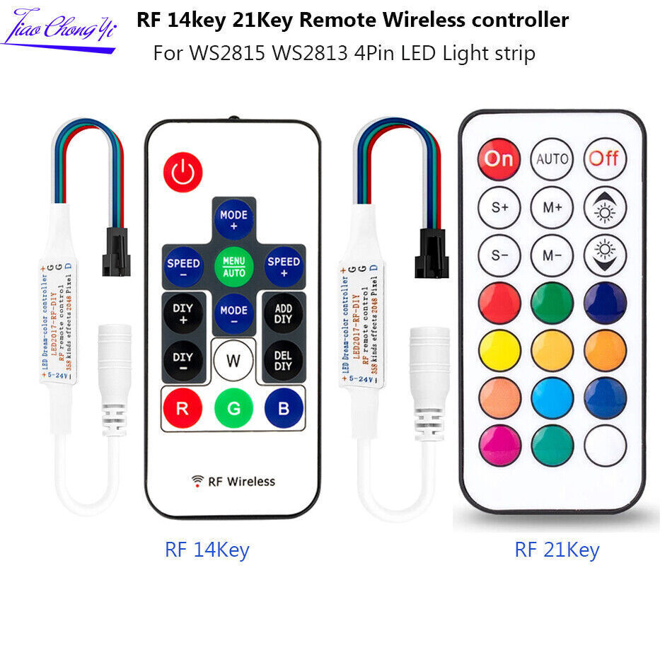 WS2815 WS2813 LED lights RGB controller RF 14key 21key Remote Wielless 4Pin