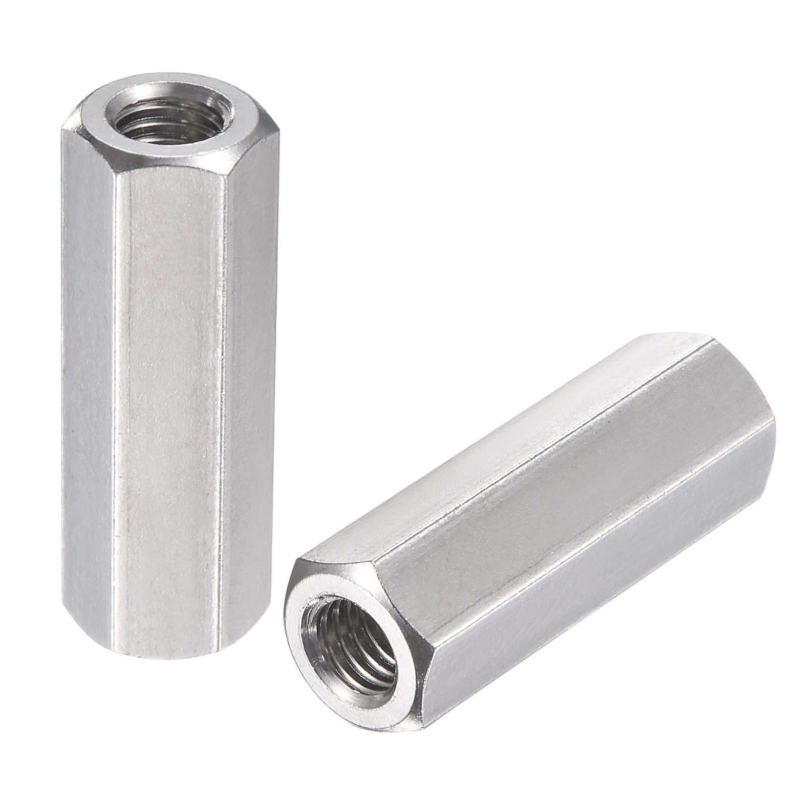 M8*1.25-Pitch 40mm Length 304 Metric Hex Coupling Nut, 5-Pack