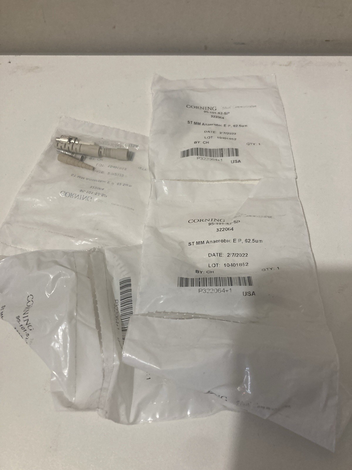 Lot of 6  Corning 95-101-52-SP ST MM Anaerobic Connector E P, 62.5um