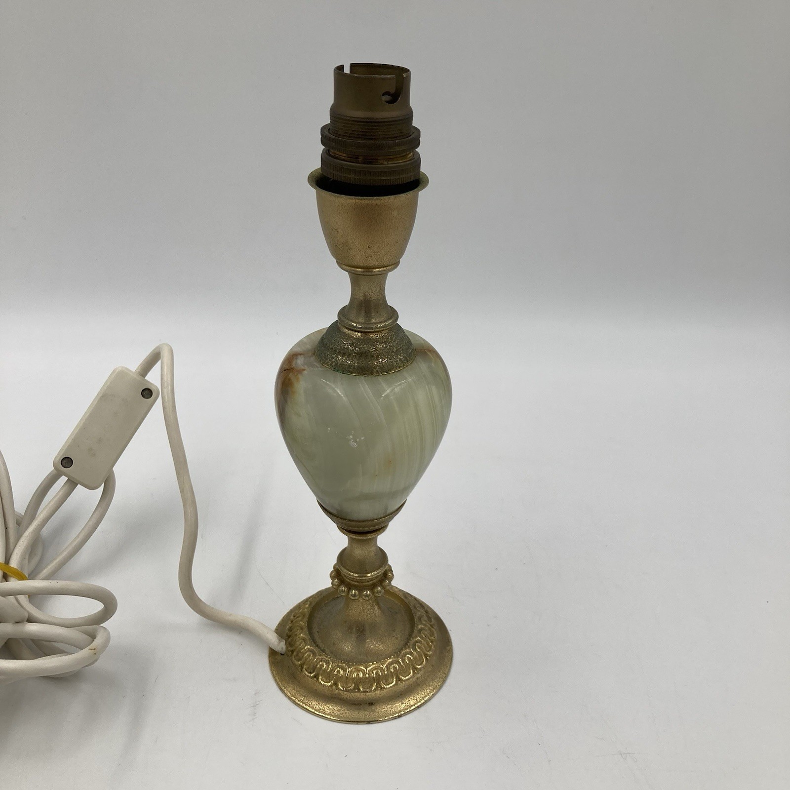 Vintage Brass & Stone Table Lamp Traditional Classical 27cm