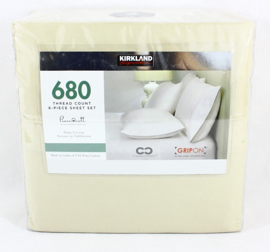 QUEEN SIZE Kirkland Signature 680 Thread Count Sheet Set 6 Pcs New Free Shipping