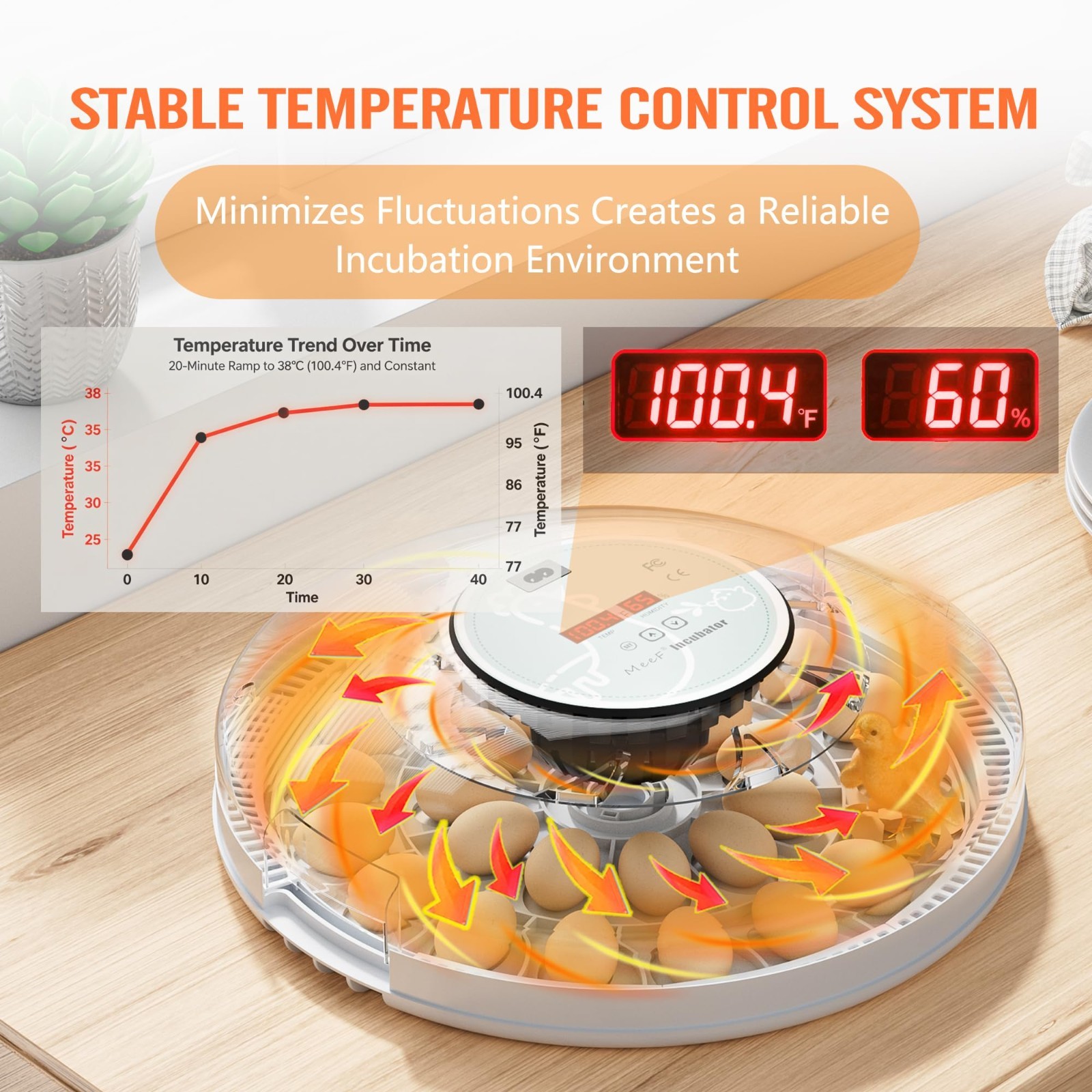 Egg Incubator for Hatching 28 Eggs, Auto Flip, Independent Atomizing Humidifier,