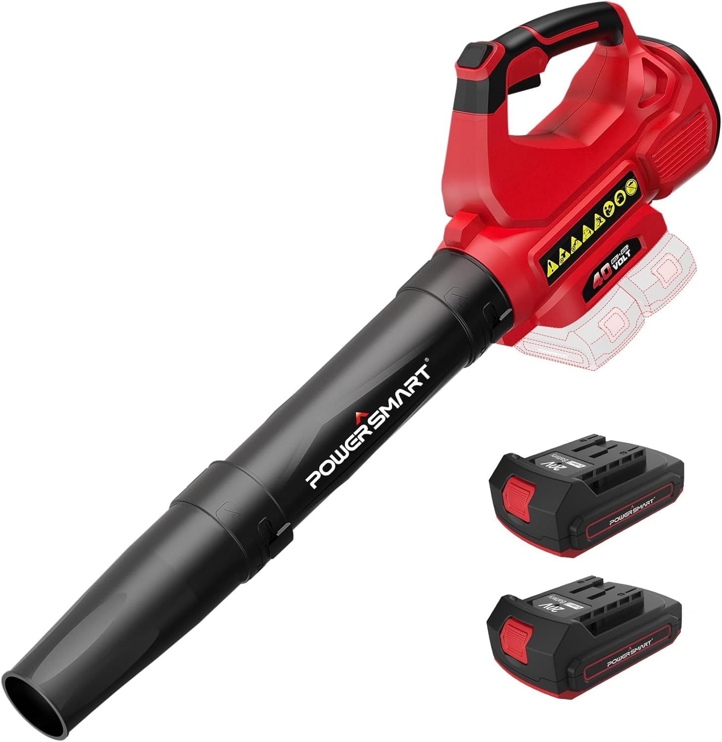 40v Cordless Leaf Blower 450cfm 130mph Performance With 2pcs 2.0ah Batteries & C