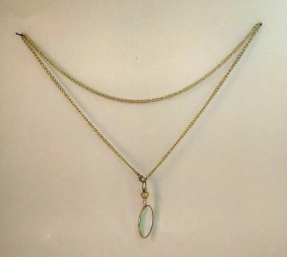 "Handcrafted Vintage Brass Magnifying Glass Pendant Necklace"