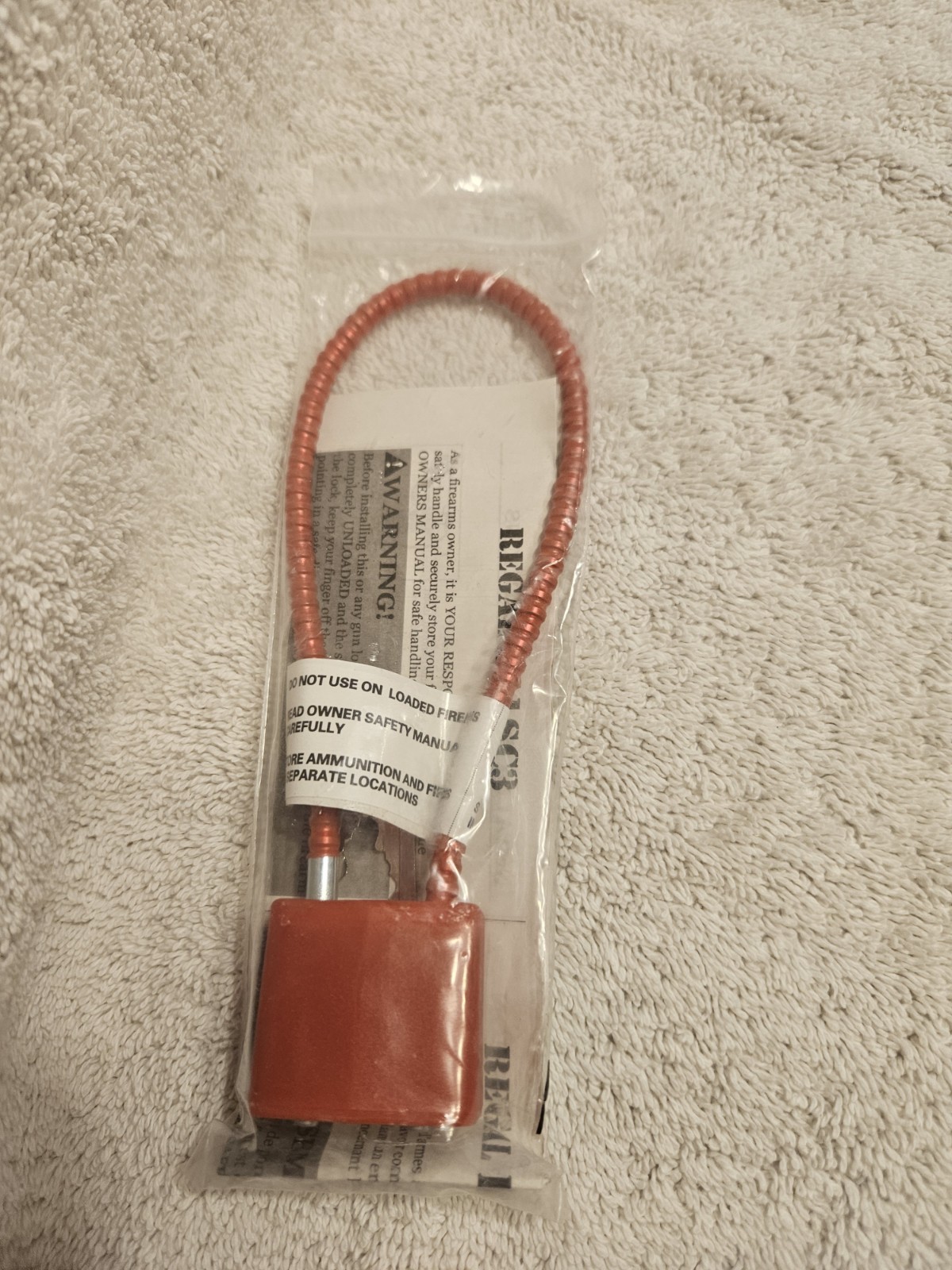 Cable Gun Lock with Keys (9") Secures Pistol, Rifle  Firearm