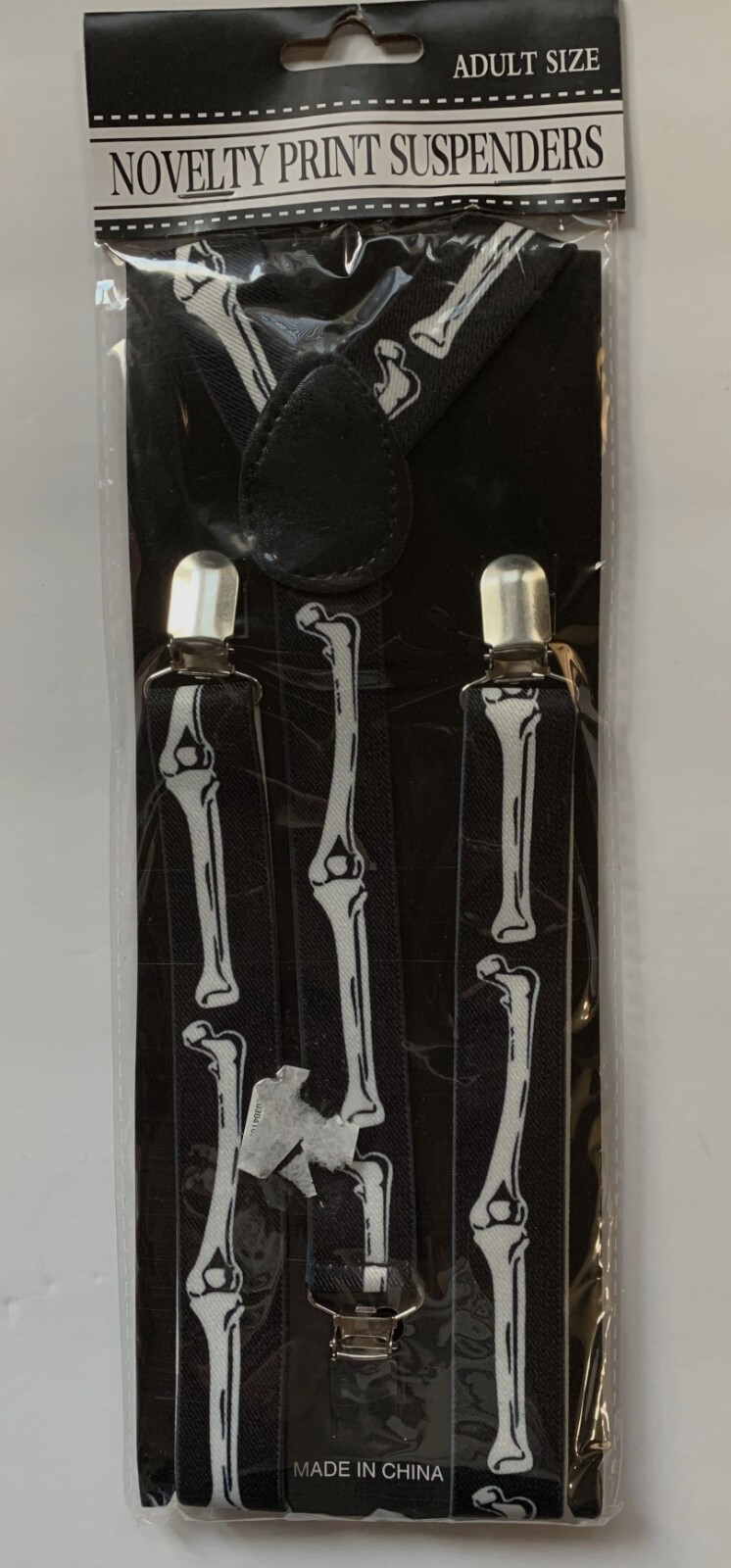 Adult SKELETON BONES Print SUSPENDERS NEW OS Clips Braces HALLOWEEN WEAR Elastic
