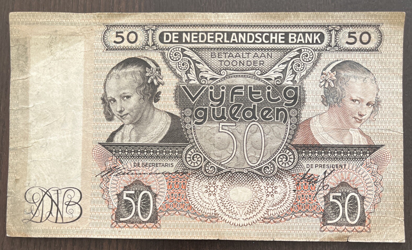 NETHERLANDS 50 GULDEN 1941 RARE & BEAUTIFUL BANKNOTE