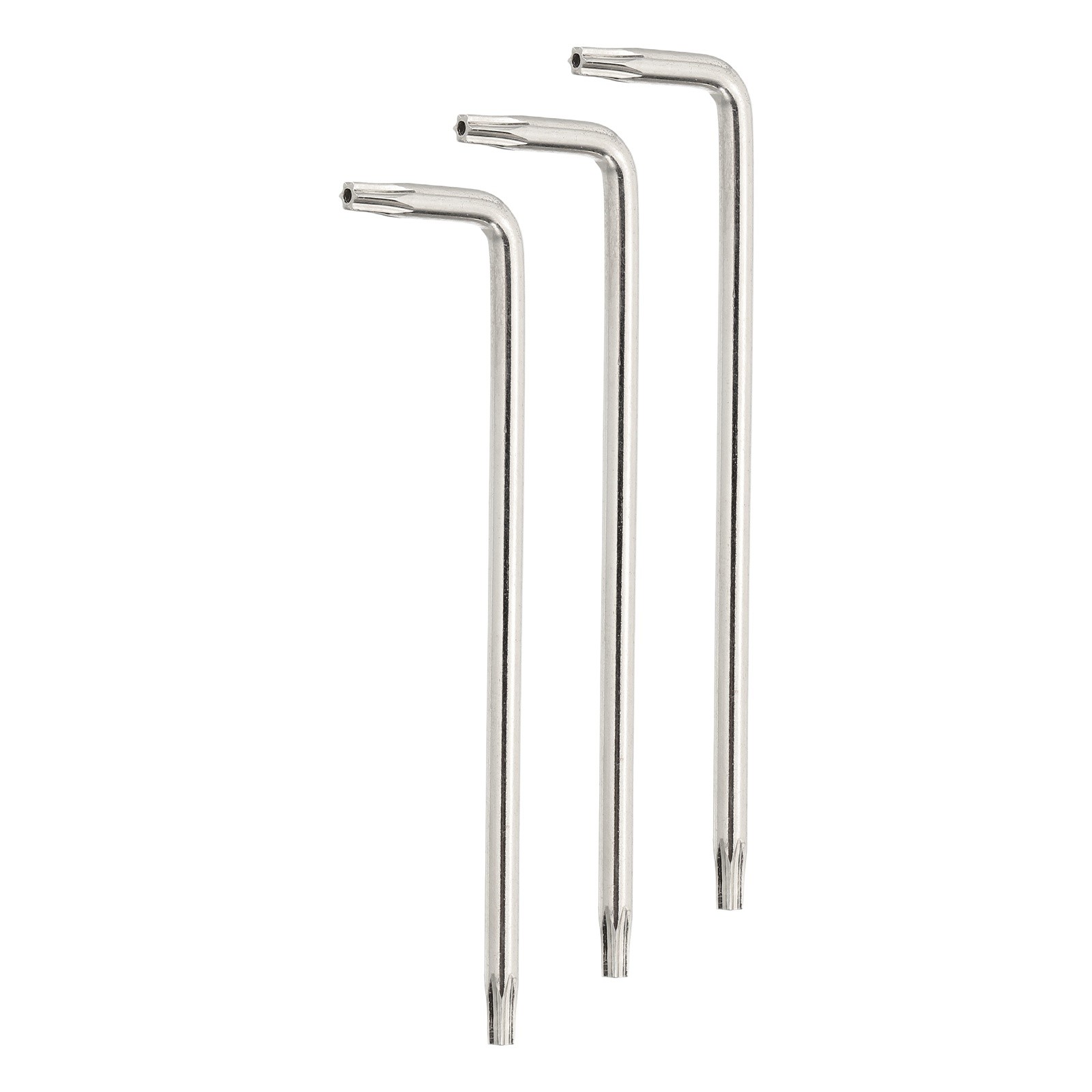 3Pcs T15 Anti Tamper Proof Torx Hex Key Wrench with Hole 3.4" Bright Silver