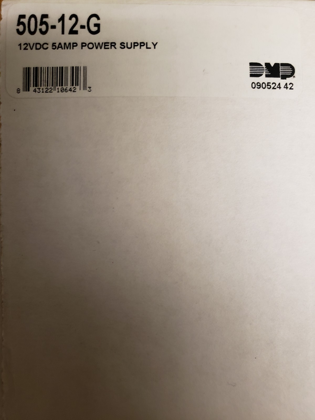 DMP 505-12-G  12VDC 5amp power supply