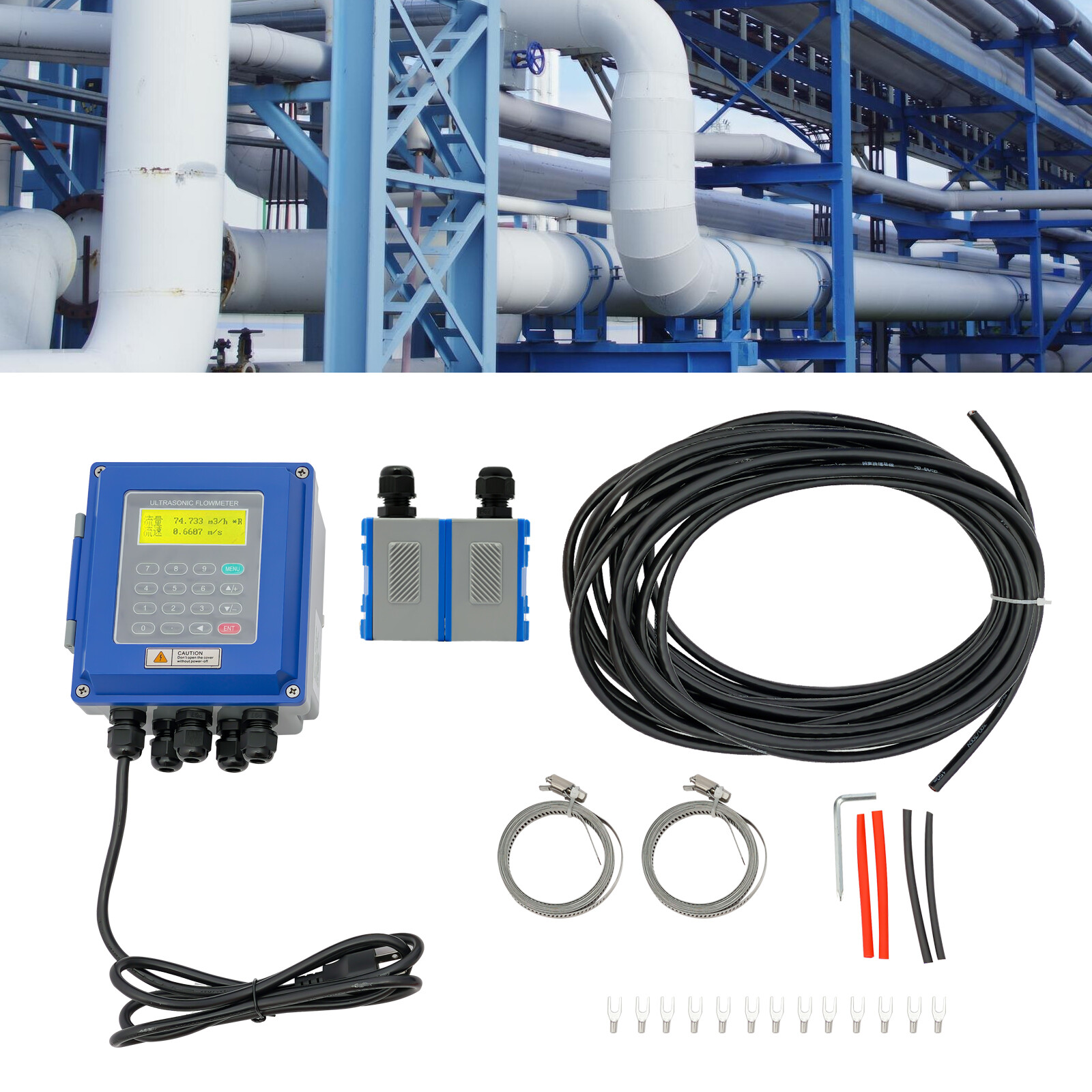 TUF-2000B Ultrasonic Liquid Flowmeter Protection Wall Mounted Flow Meter US