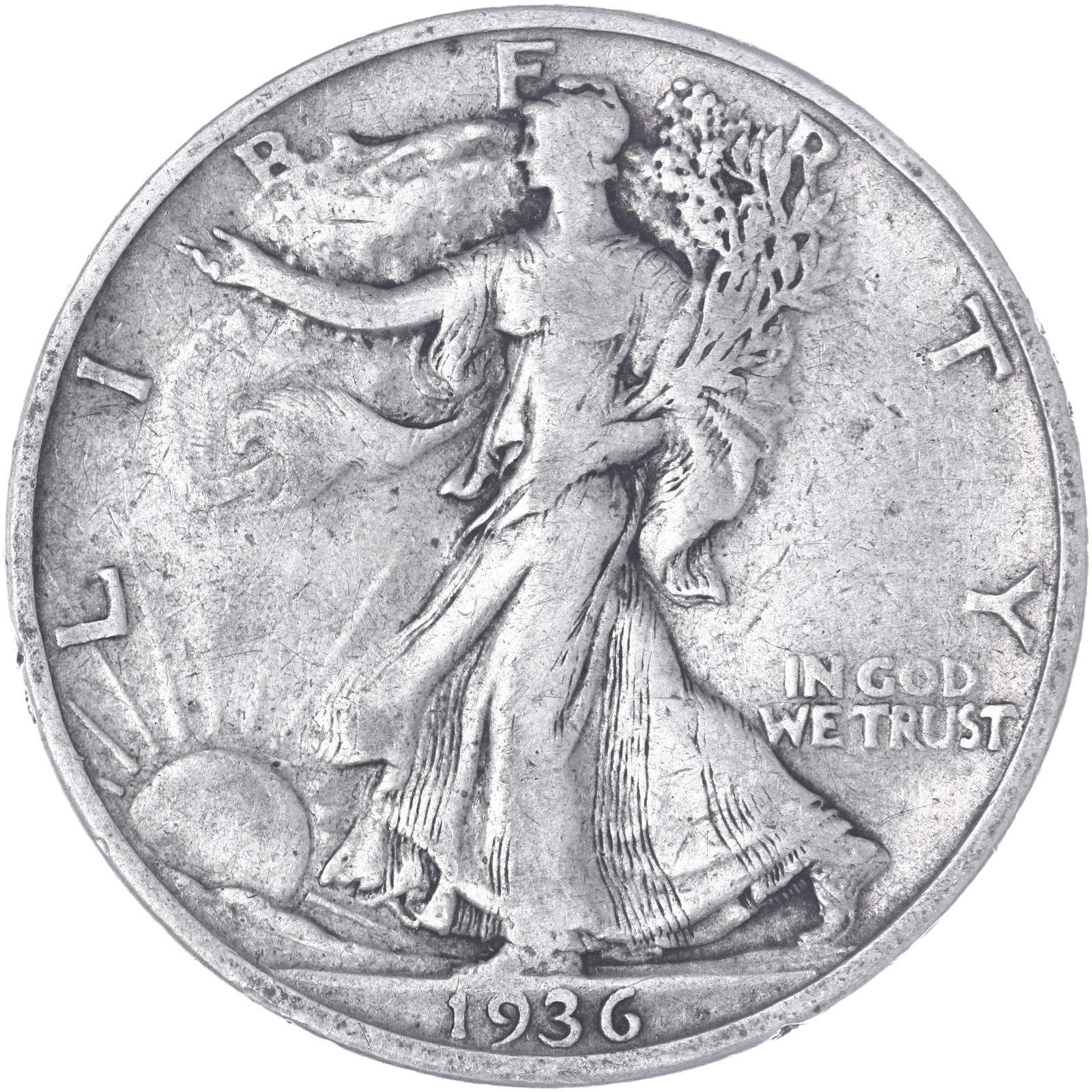 1936 S Walking Liberty Half Dollar Very Fine 90% Silver
