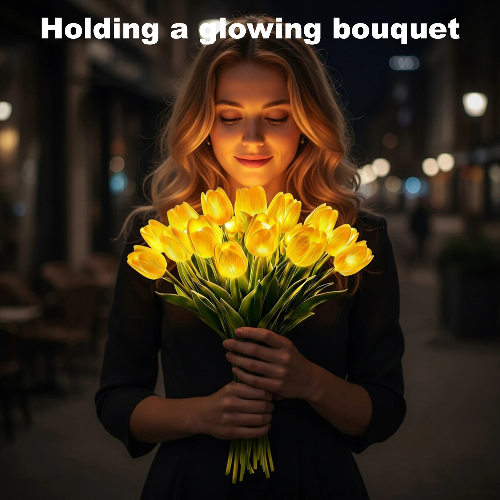 Artificial Flower Bouquet Night Lamp 15Pcs Warm Light Flower Shaped Bedroom