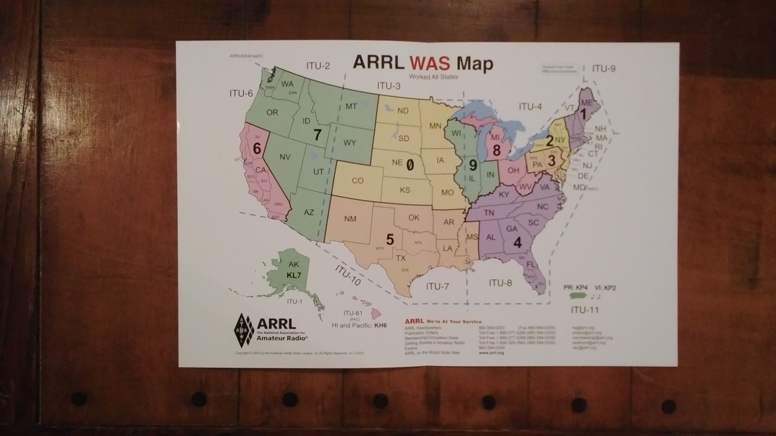 Large ARRL Frequency Chart, US Amateur Radio Bands, Ham Radio 5 Mil Laminated